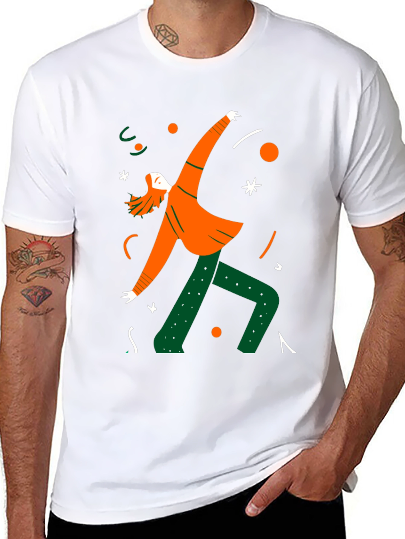 Fun Graphic Print Black Cotton Blend Tee