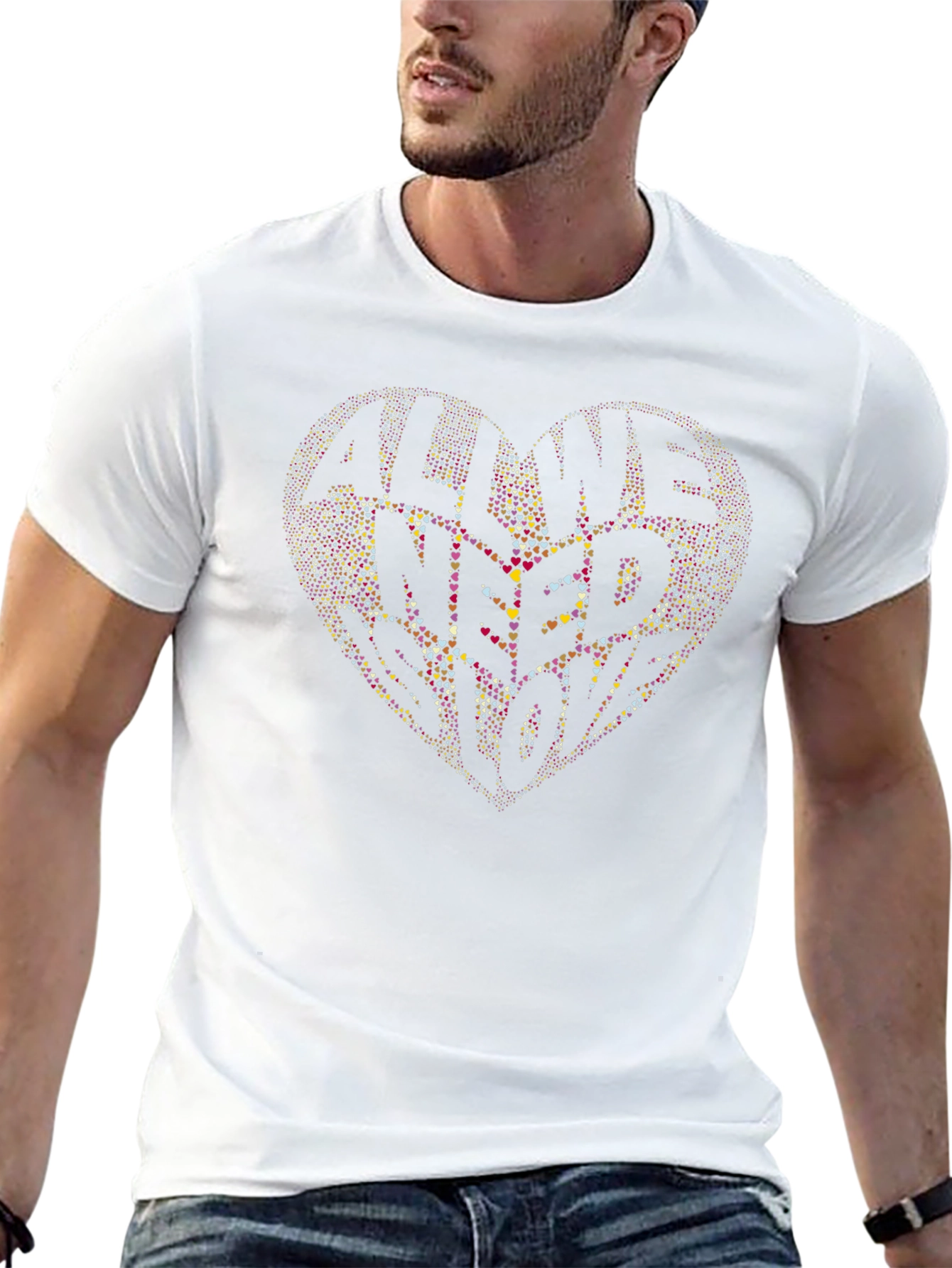 All We Need Is Love Heart Graphic Black T-Shirt