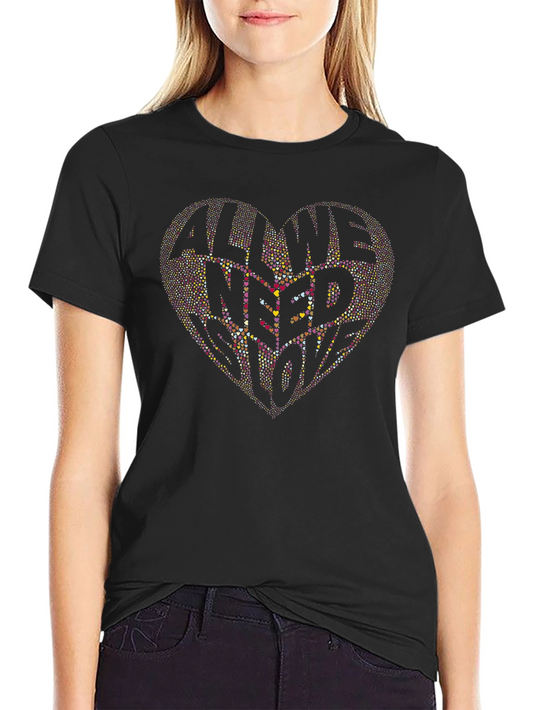 All We Need Is Love Heart Graphic Black T-Shirt