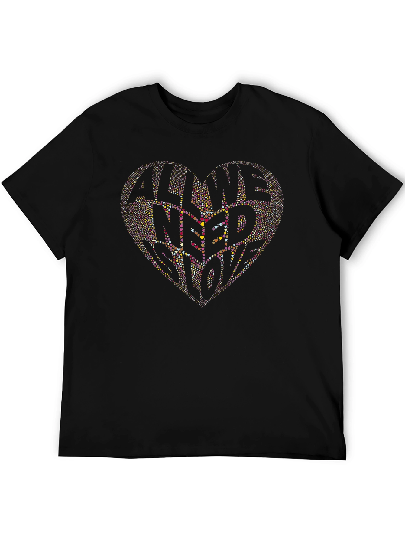 All We Need Is Love Heart Graphic Black T-Shirt