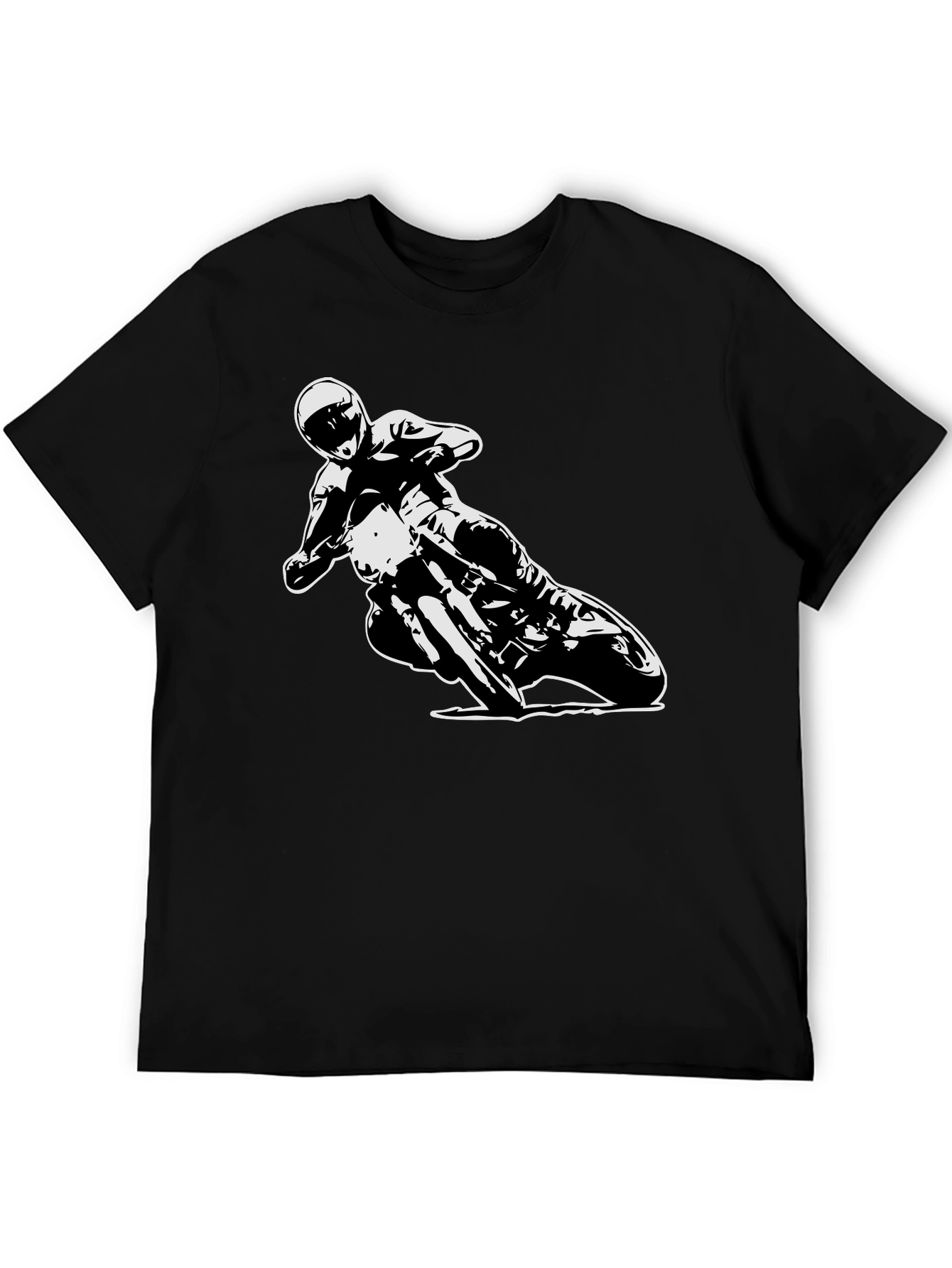 Motorcycle Rider Graphic Tee - Black Cotton T-Shirt