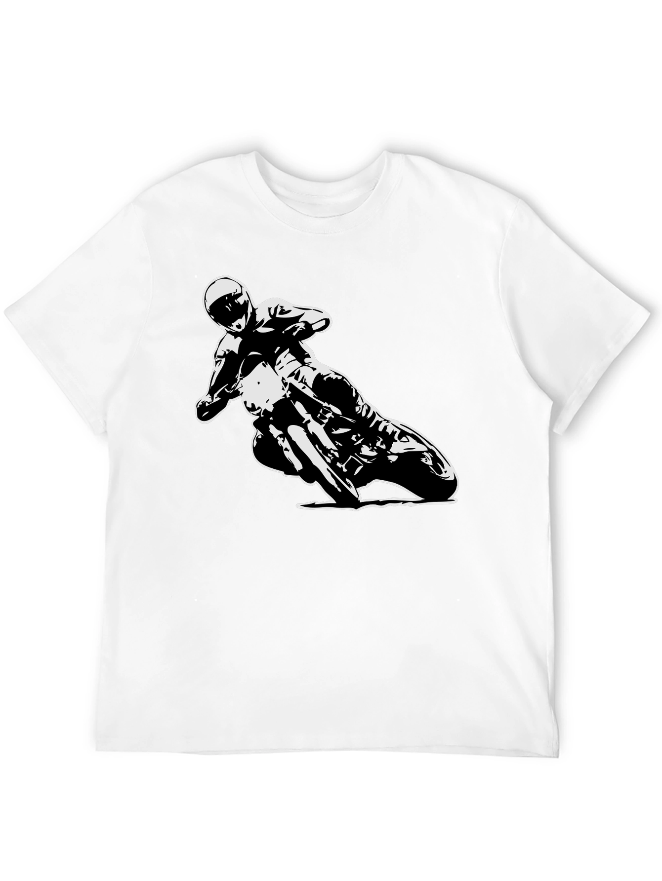 Motorcycle Rider Graphic Tee - Black Cotton T-Shirt