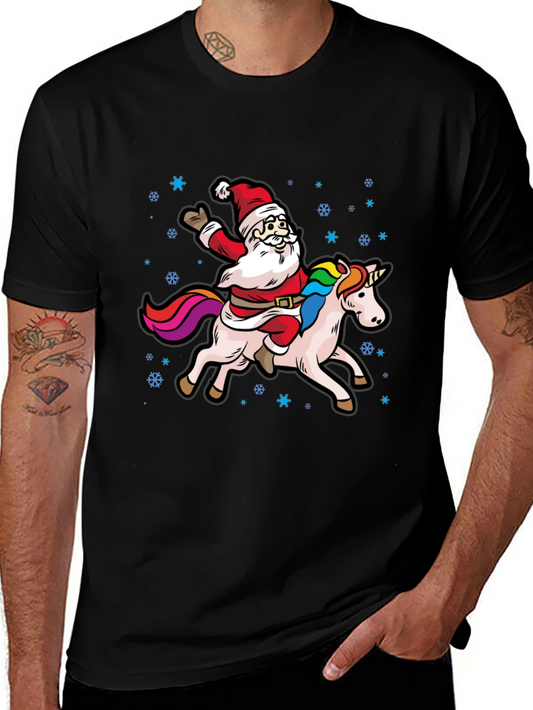 Santa Riding Unicorn Graphic Tee
