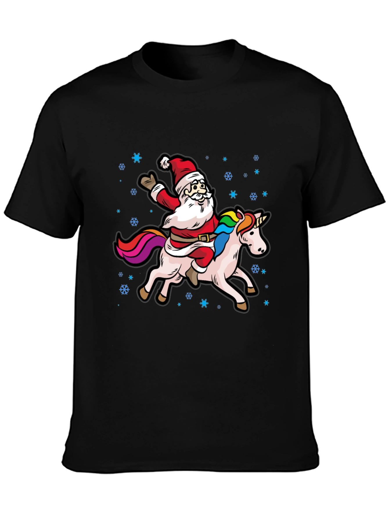 Santa Riding Unicorn Graphic Tee