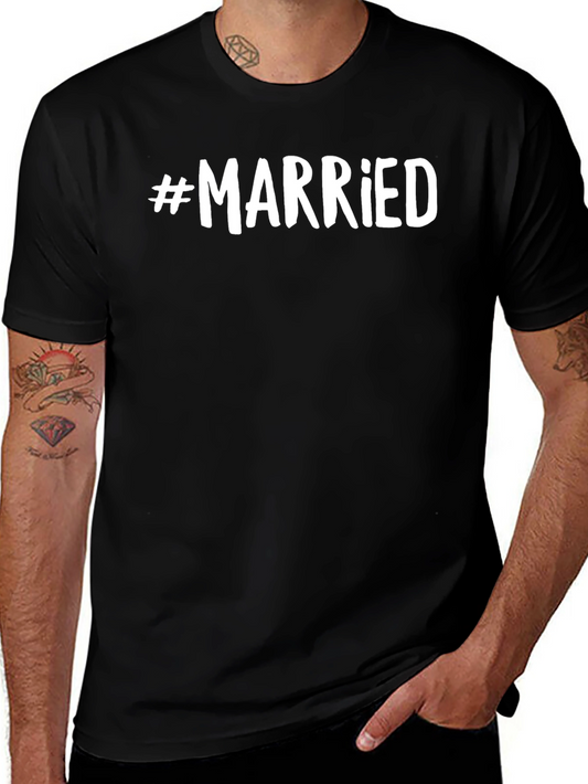 #Married Black Cotton Graphic T-Shirt