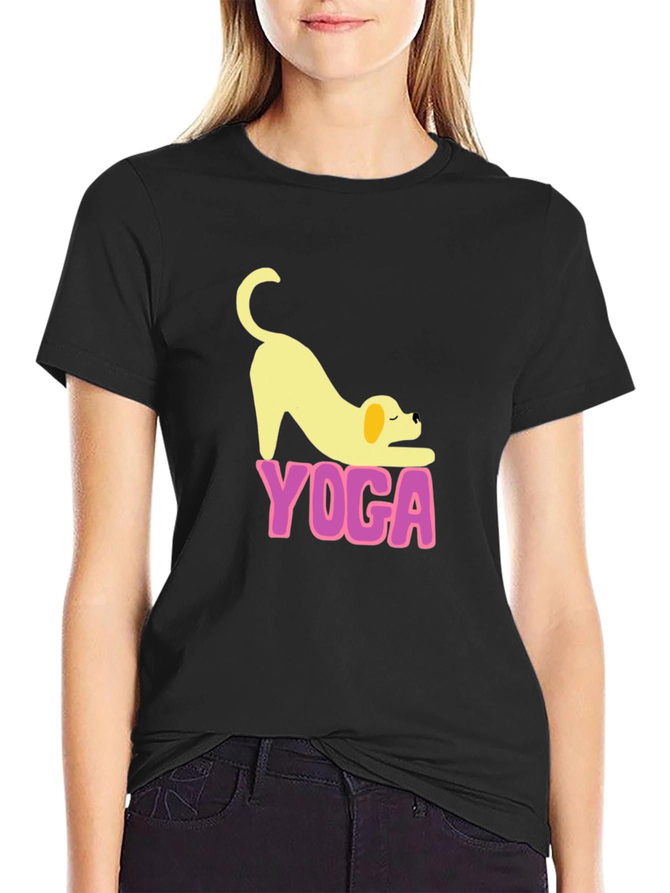 Yoga Dog Black T-Shirt