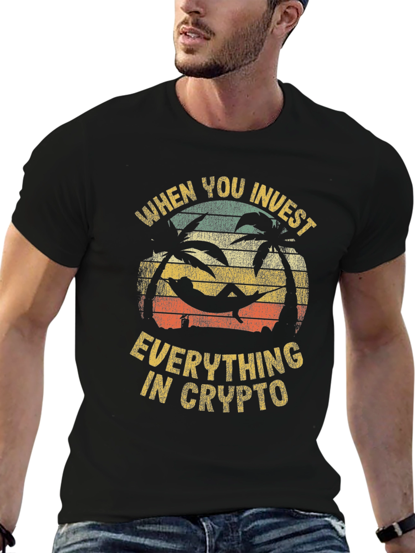 Crypto Investment T-Shirt: Beach Hammock Design