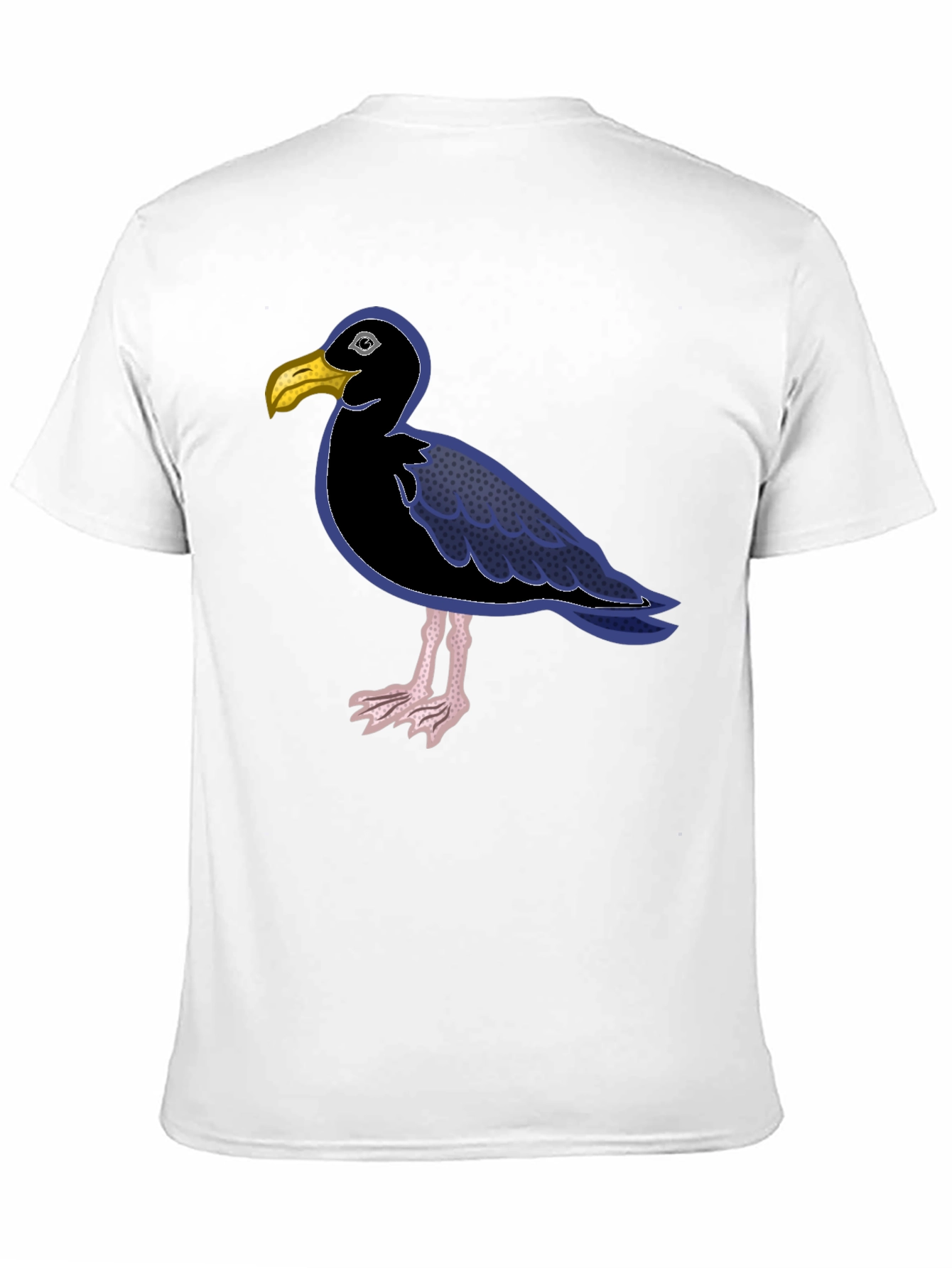 Black T-Shirt with Cartoon Seagull Design