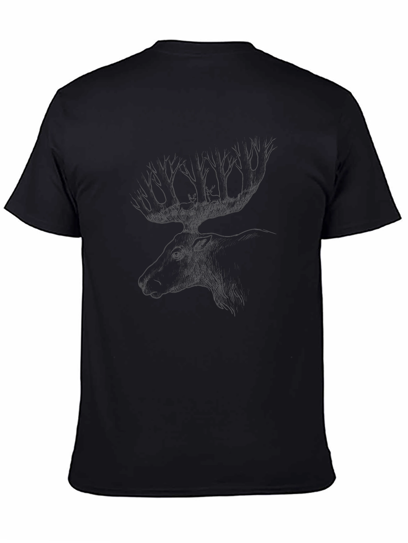 Black Moose Sketch Tee - Nature Inspired Style