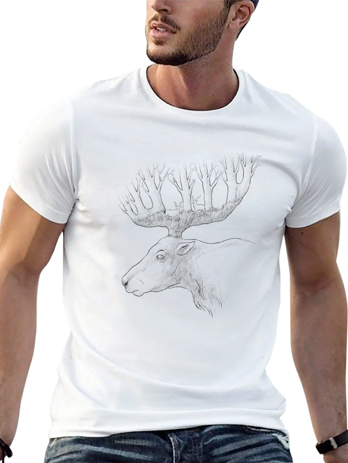 Black Moose Sketch Tee - Nature Inspired Style