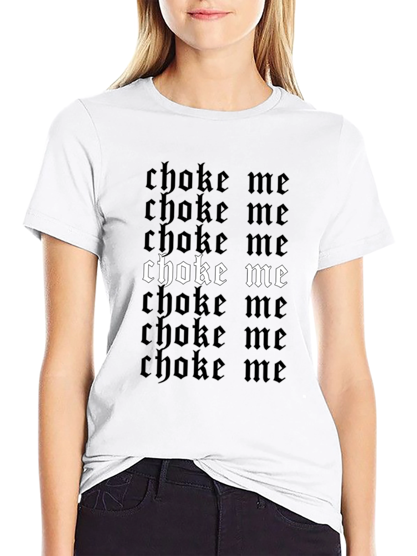 Choke Me Graphic Print Black T-Shirt
