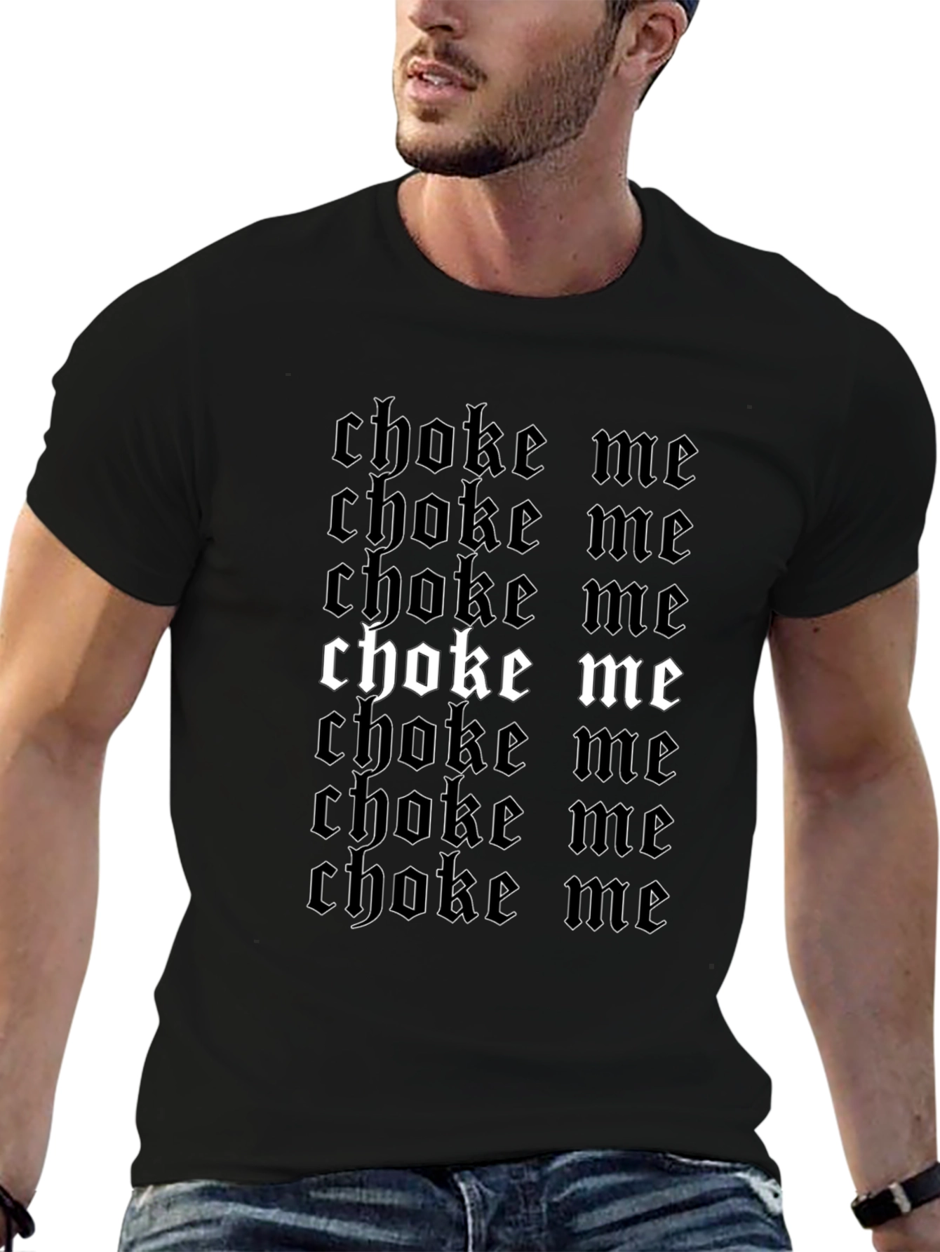 Choke Me Graphic Print Black T-Shirt