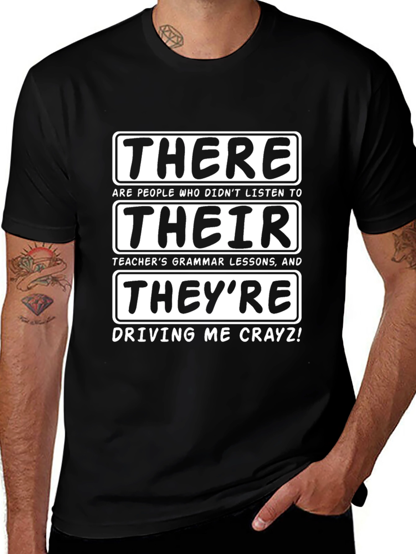 Grammar Humor T-Shirt - There Their Theyre