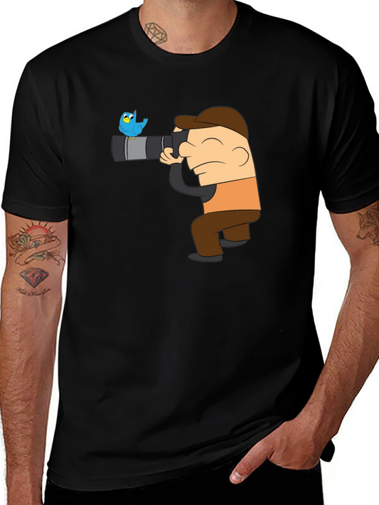 Cartoon Photographer Bird Watching T-Shirt
