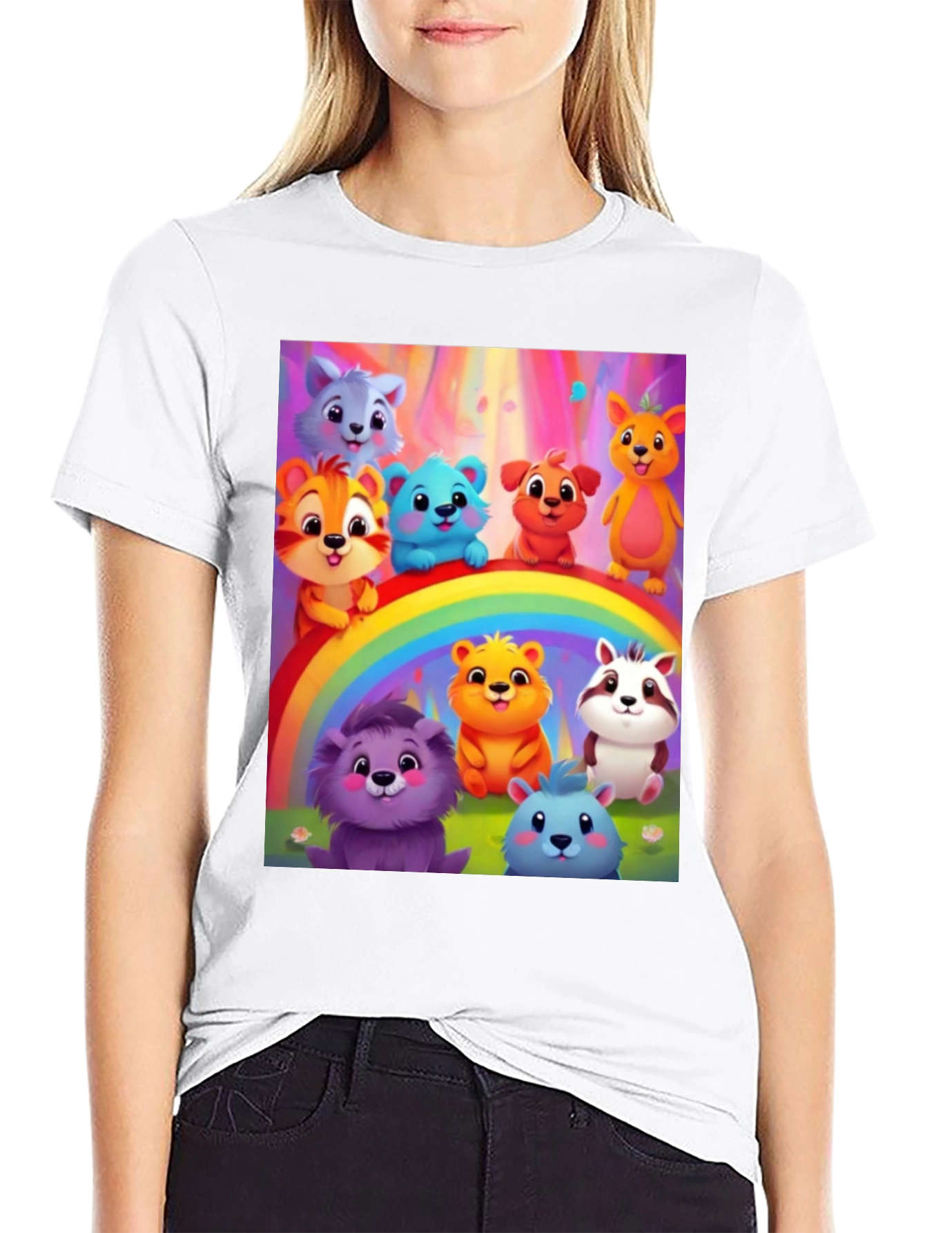 Cartoon Animal Rainbow T-Shirt