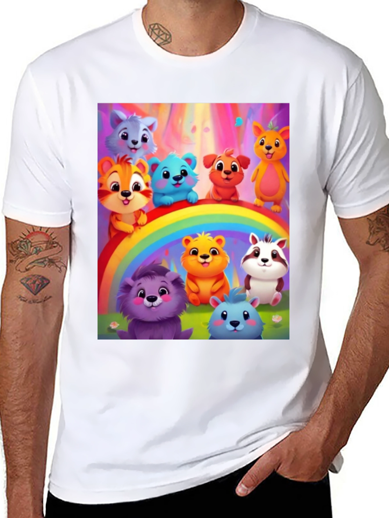 Cartoon Animal Rainbow T-Shirt