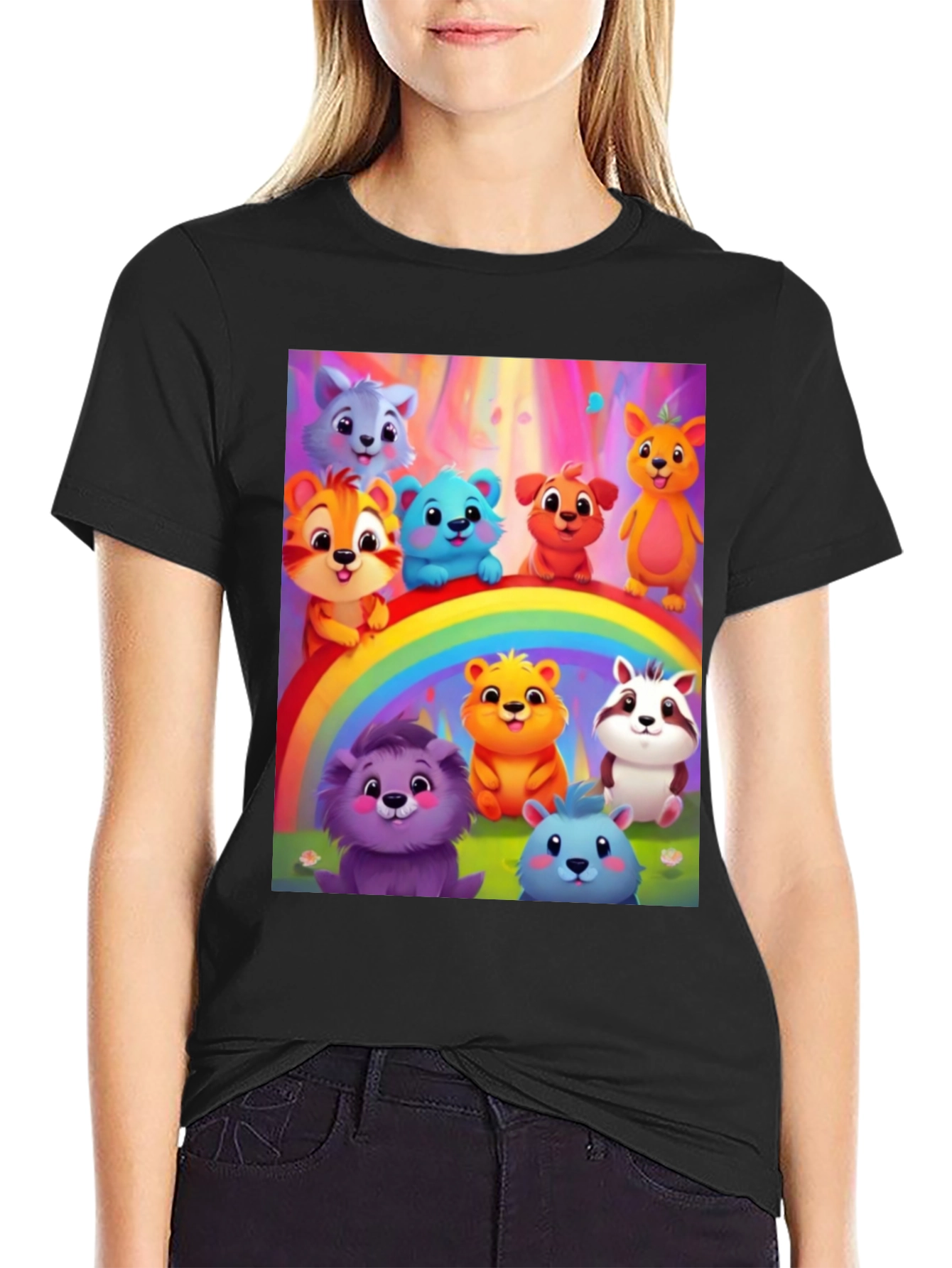 Cartoon Animal Rainbow T-Shirt