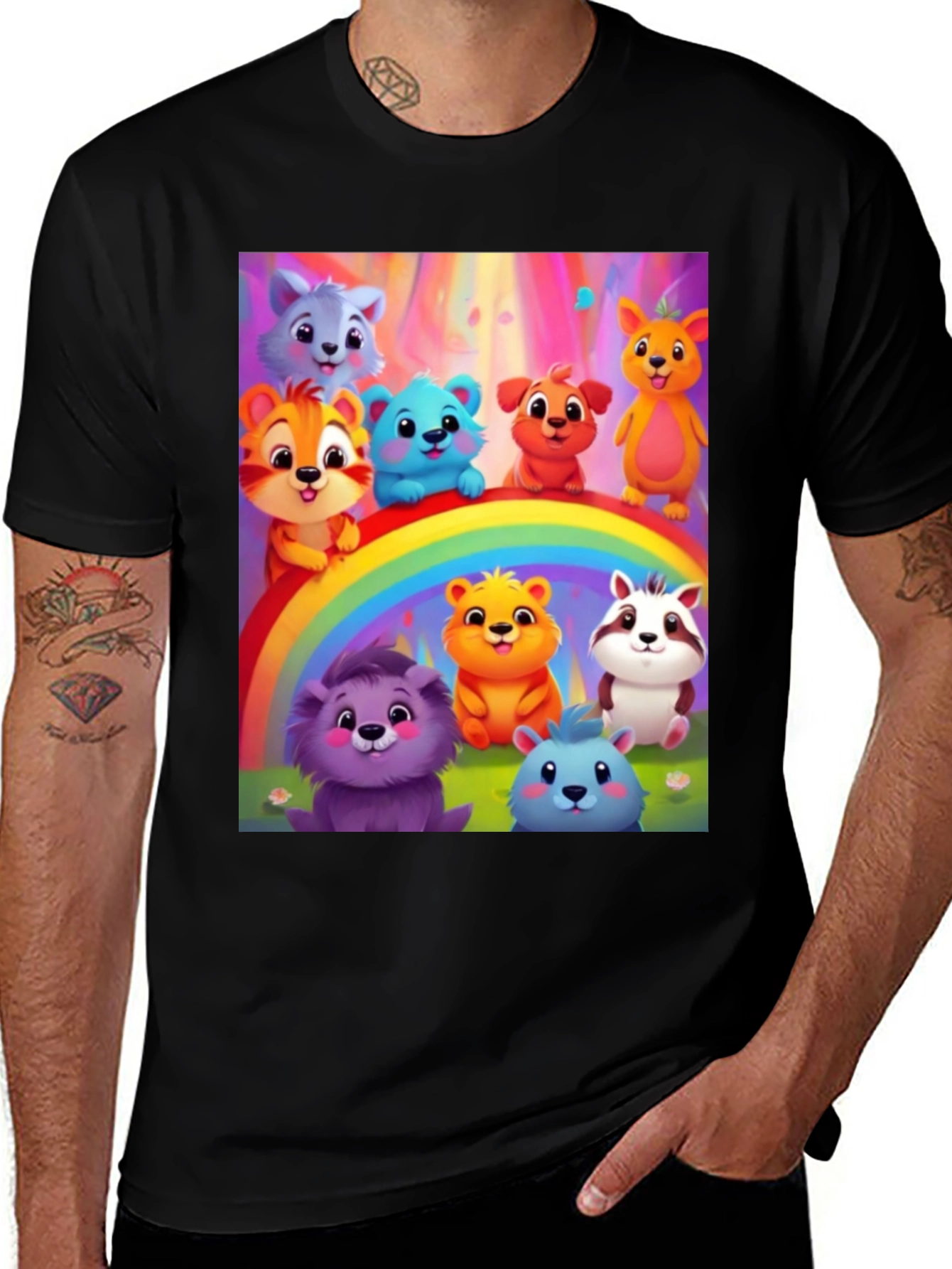 Cartoon Animal Rainbow T-Shirt