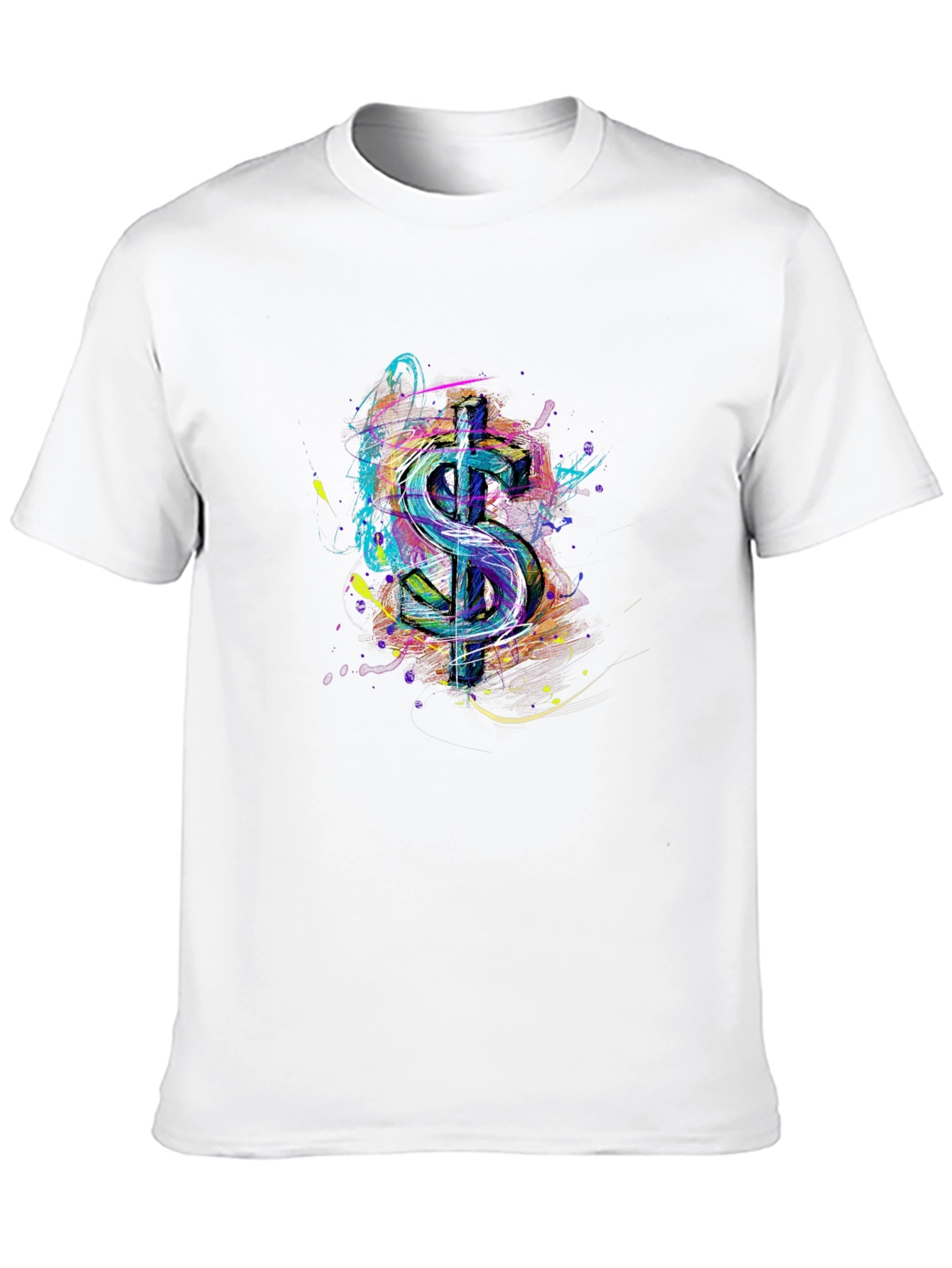Abstract Dollar Sign Graphic Print Mens Black T-Shirt