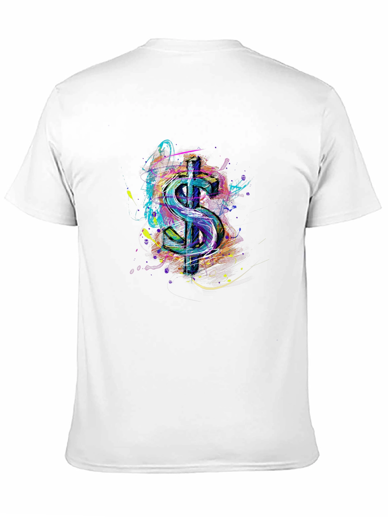 Abstract Dollar Sign Graphic Print Mens Black T-Shirt