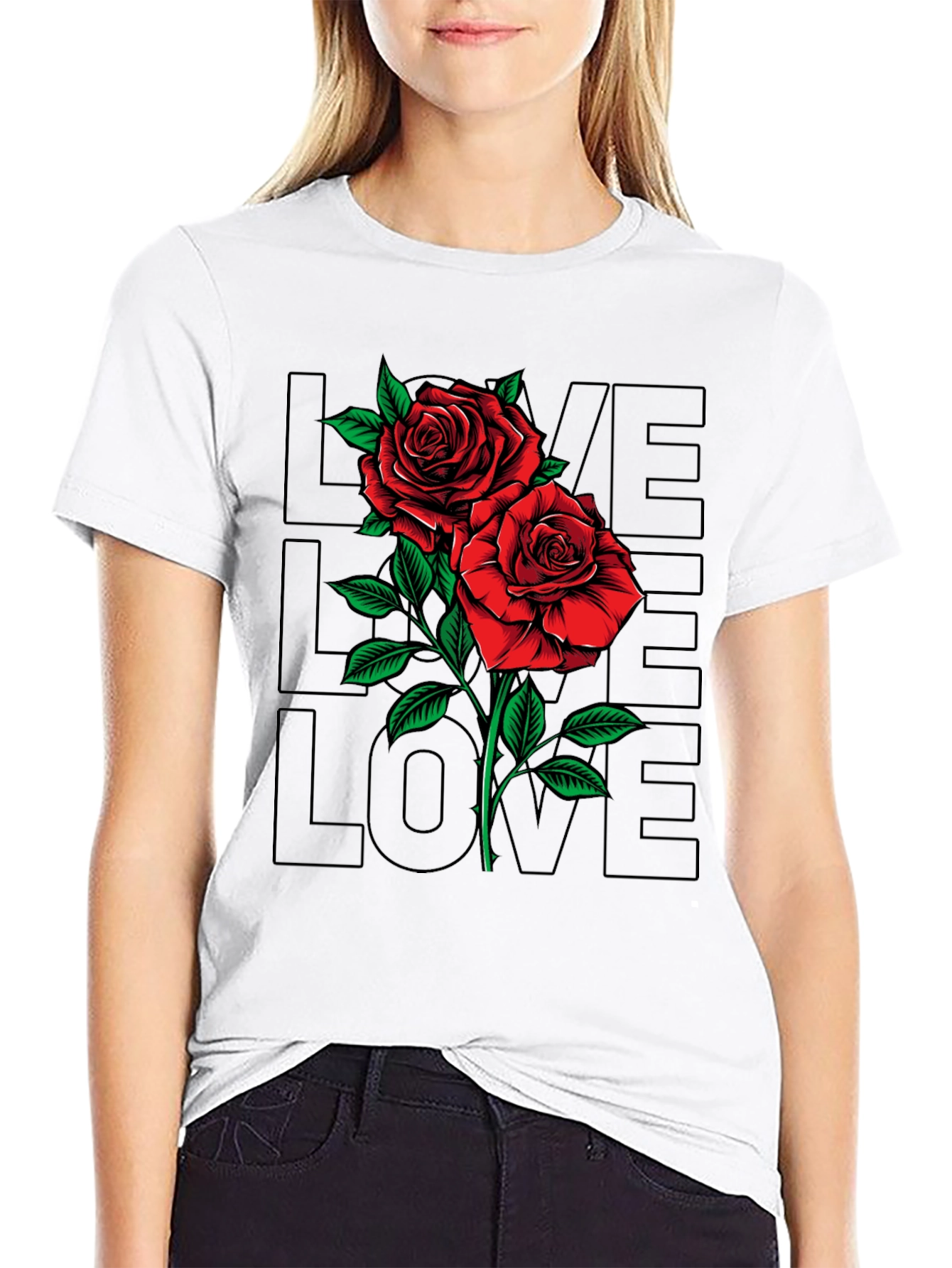 Rose Love Graphic T-Shirt - Mens Black Tee