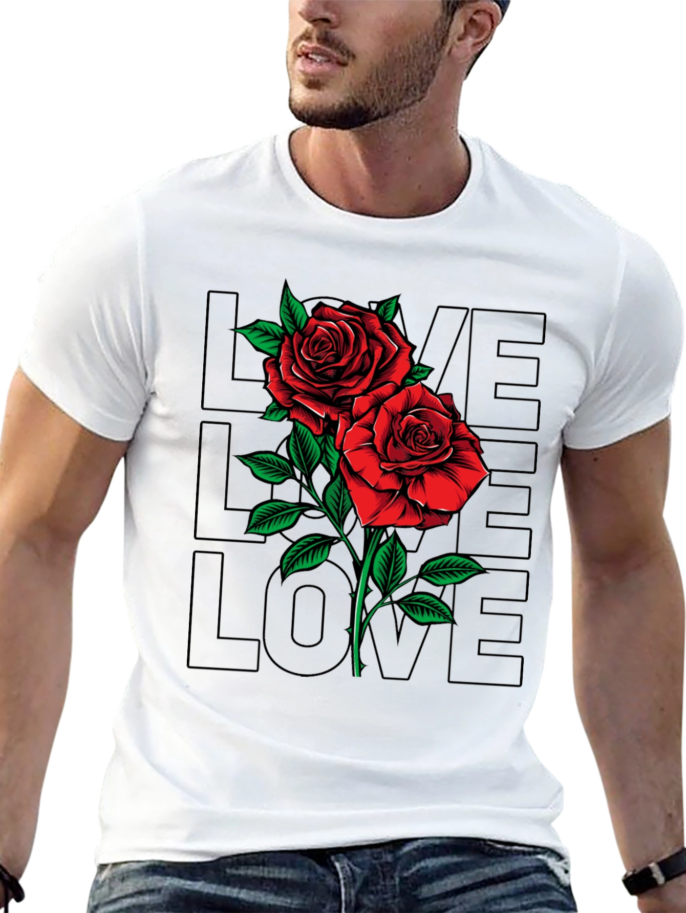 Rose Love Graphic T-Shirt - Mens Black Tee