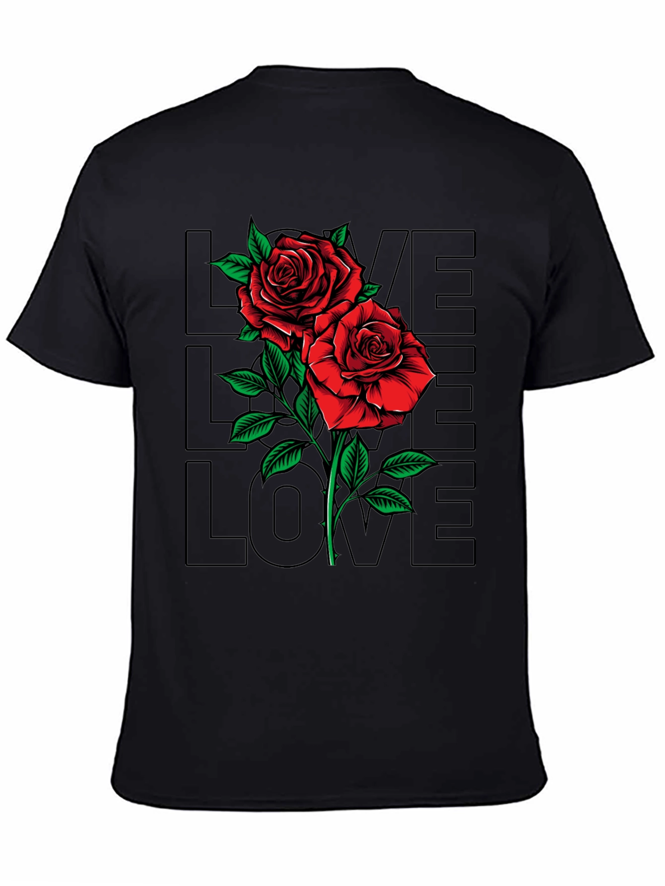 Rose Love Graphic T-Shirt - Mens Black Tee