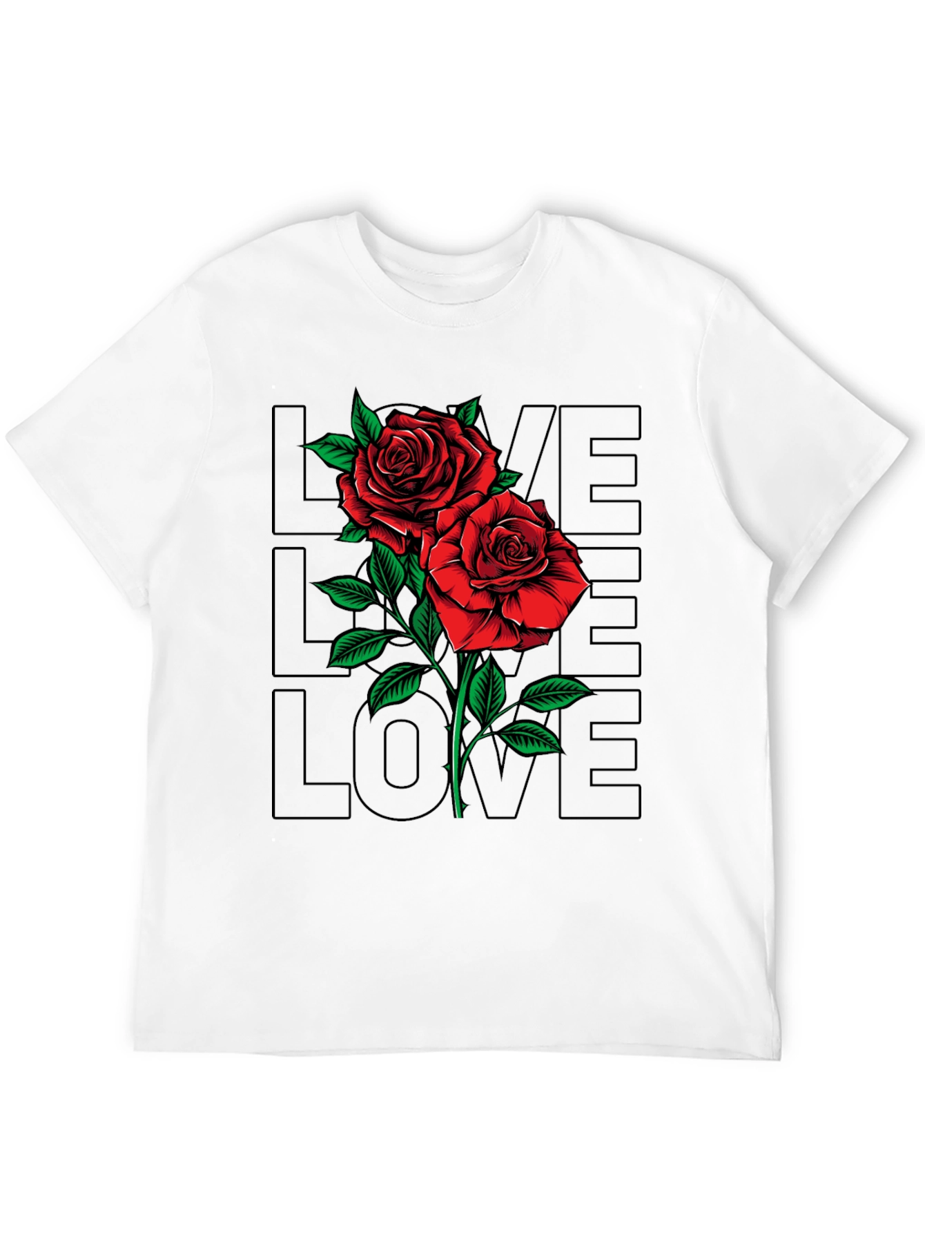 Rose Love Graphic T-Shirt - Mens Black Tee