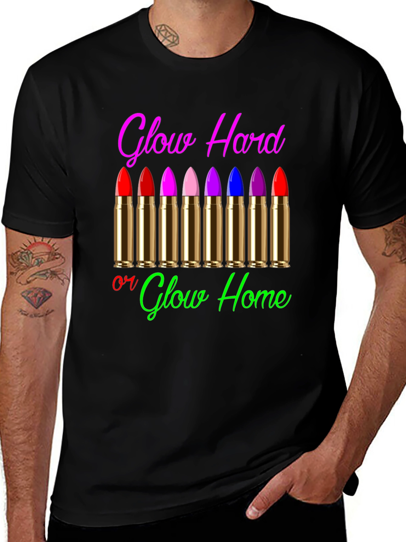 Glow Hard or Glow Home Graphic T-Shirt