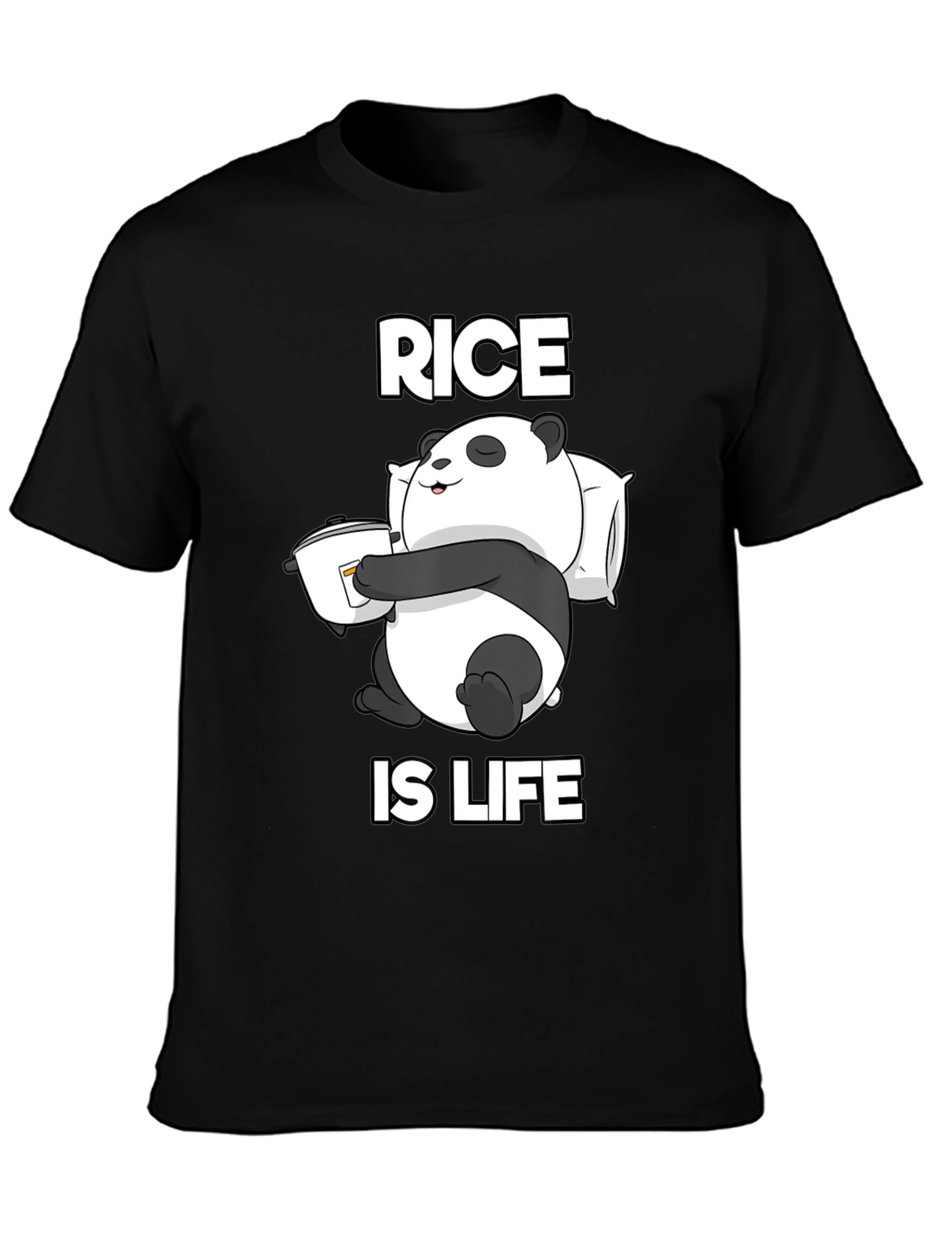 Rice is Life Panda T-Shirt - Funny Foodie Tee