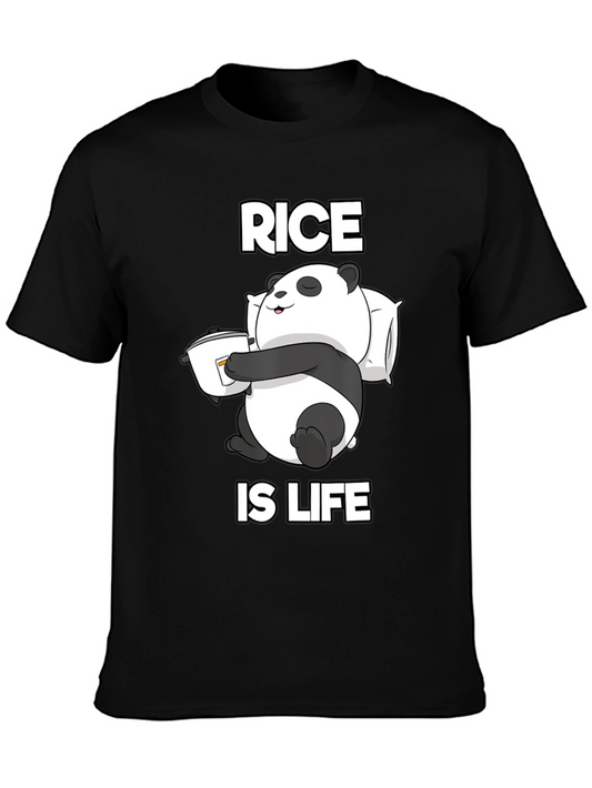 Rice is Life Panda T-Shirt - Funny Foodie Tee