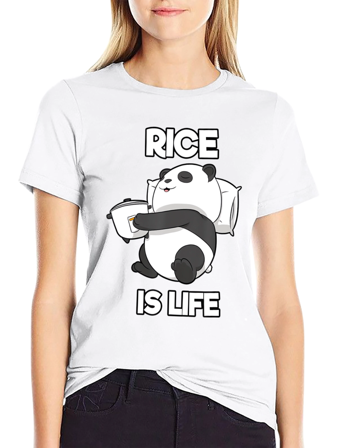 Rice is Life Panda T-Shirt - Funny Foodie Tee