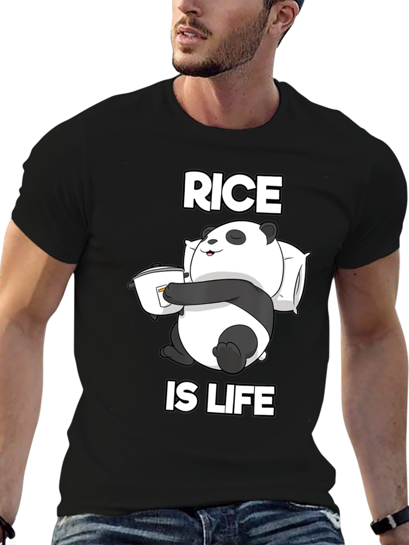 Rice is Life Panda T-Shirt - Funny Foodie Tee
