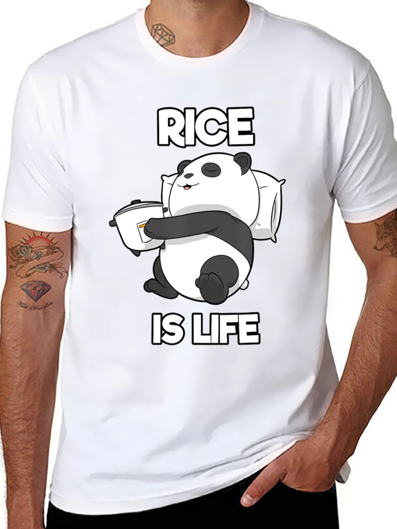 Rice is Life Panda T-Shirt - Funny Foodie Tee