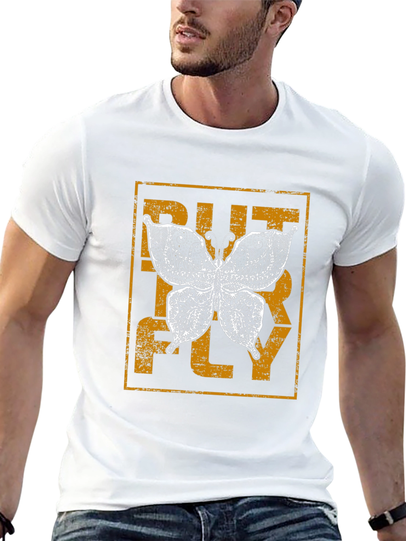 Butterfly Graphic Print Black Tee