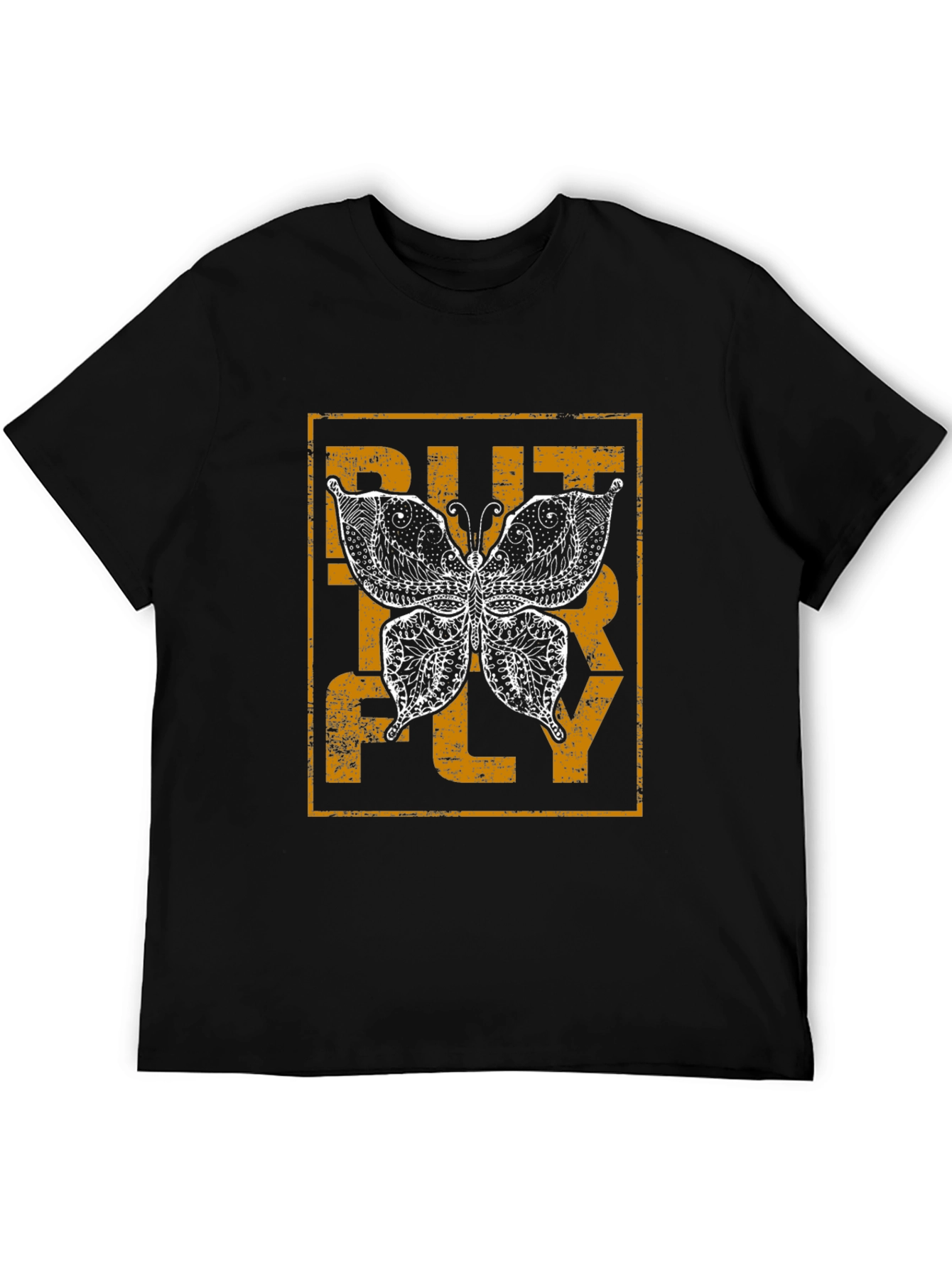 Butterfly Graphic Print Black Tee