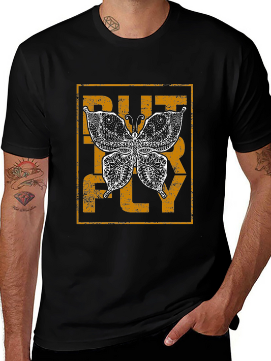 Butterfly Graphic Print Black Tee