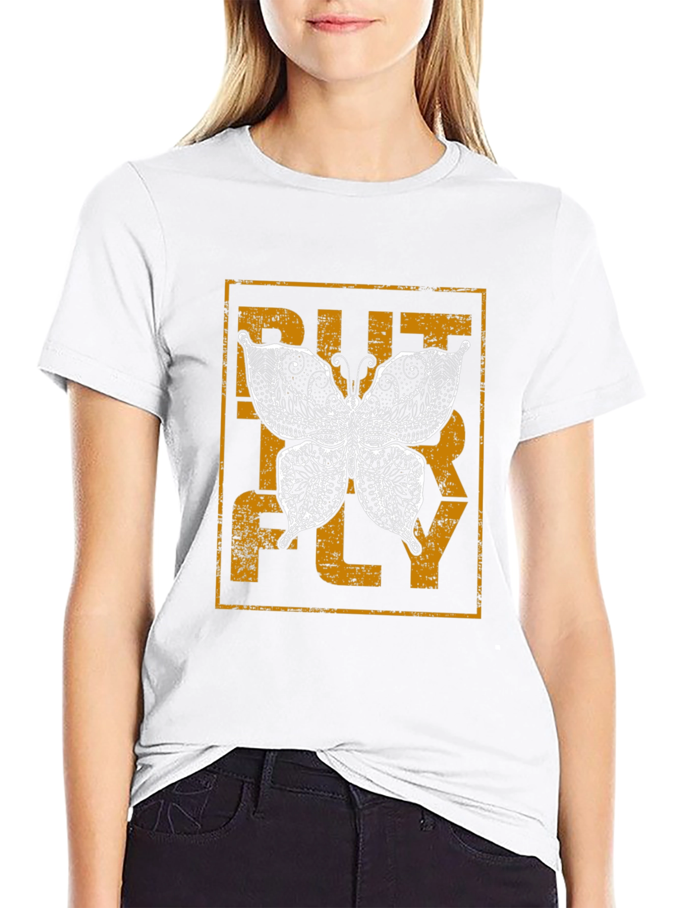 Butterfly Graphic Print Black Tee