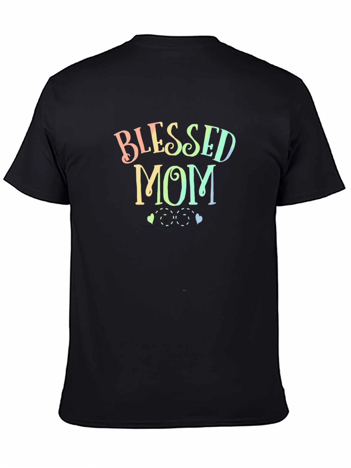 Blessed Mom T-Shirt - Rainbow Text