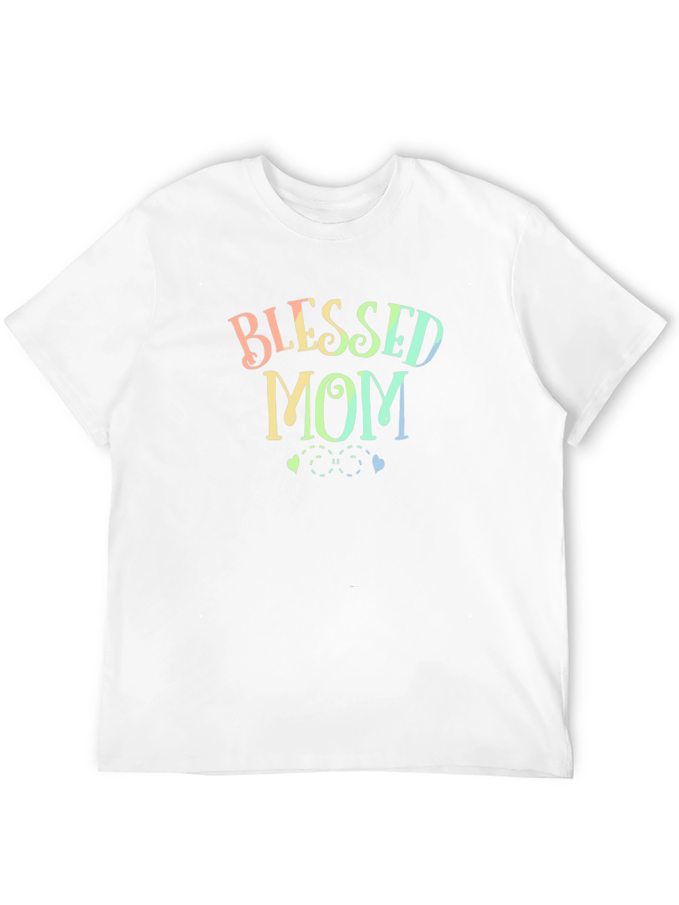 Blessed Mom T-Shirt - Rainbow Text