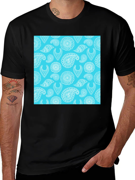 Paisley Pattern Mens Black T-Shirt