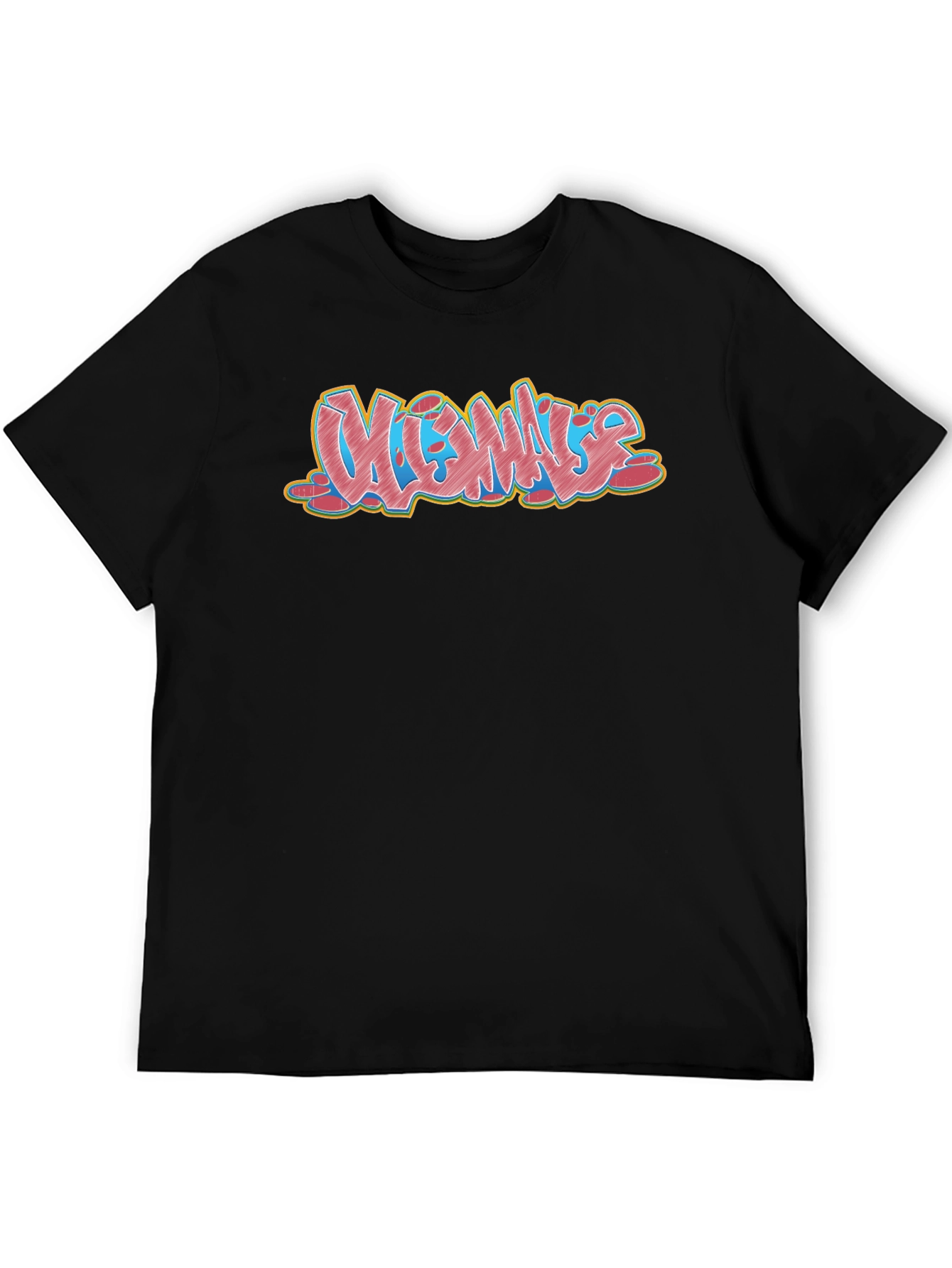 Mens Black Graphic T-Shirt - Vibes Graffiti Design