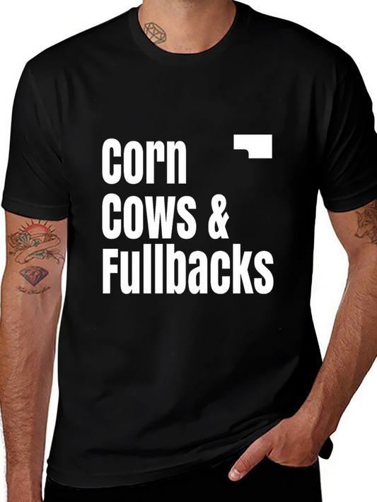 Corn Cows & Fullbacks T-Shirt - Black Graphic Tee
