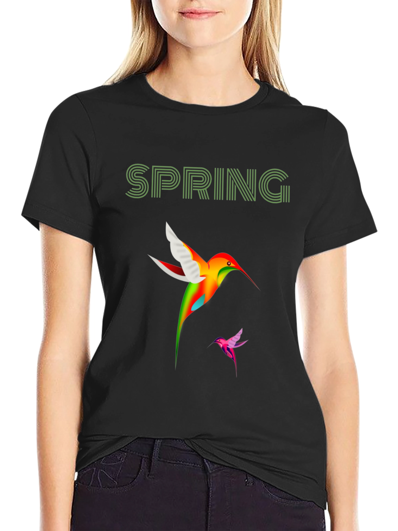 Spring Hummingbird Graphic T-Shirt