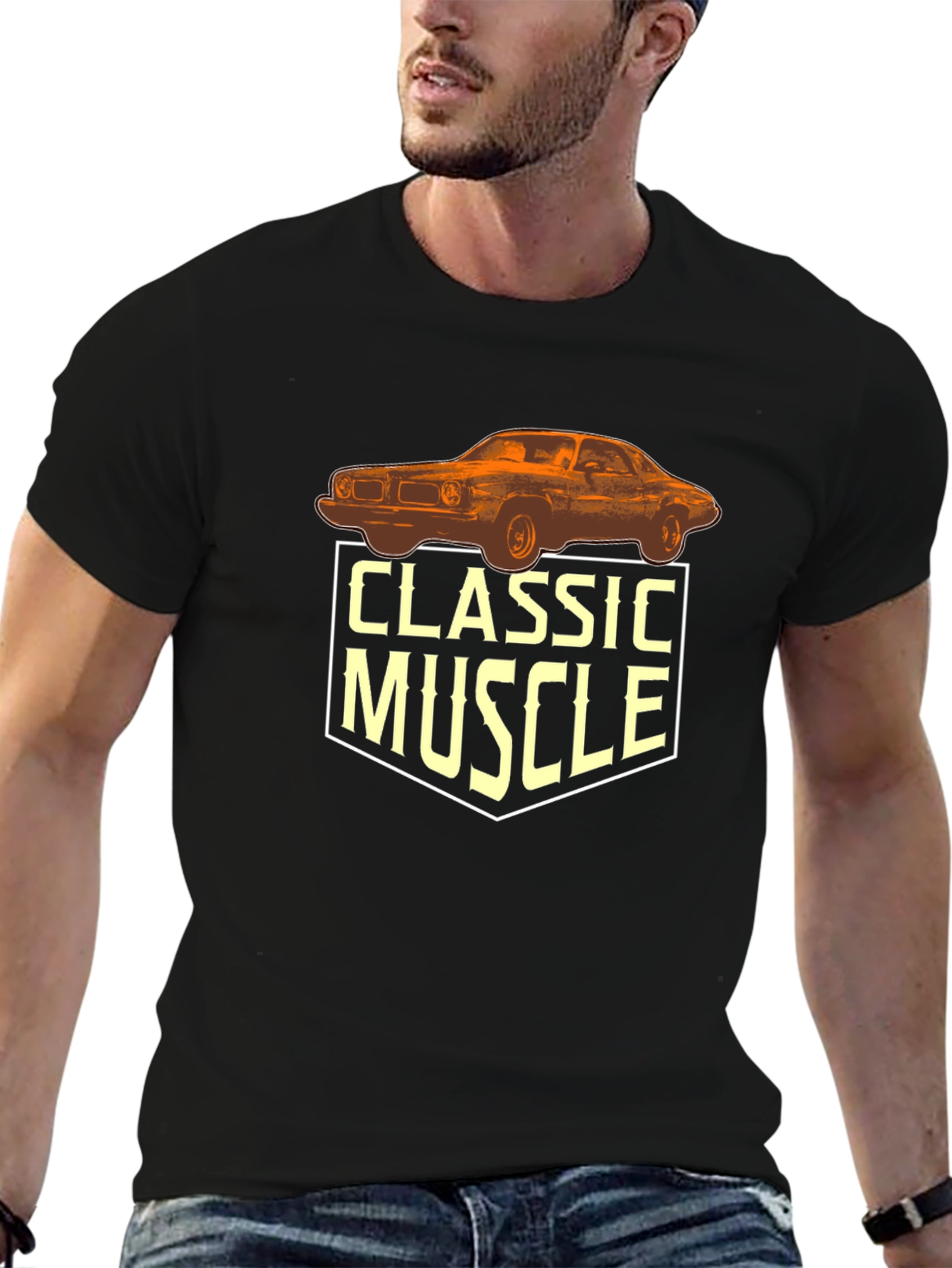Classic Muscle Car Graphic T-Shirt - Black