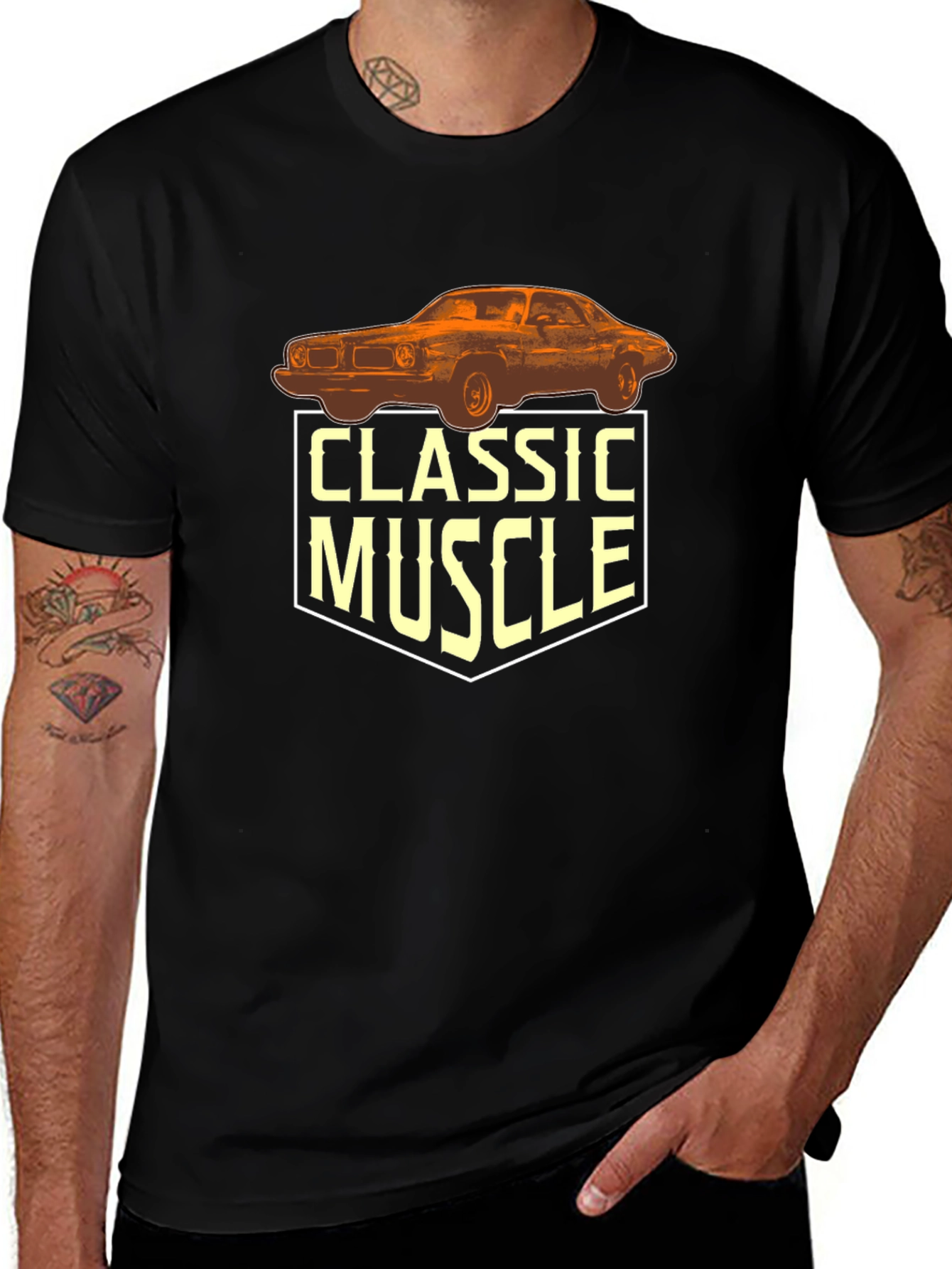 Classic Muscle Car Graphic T-Shirt - Black