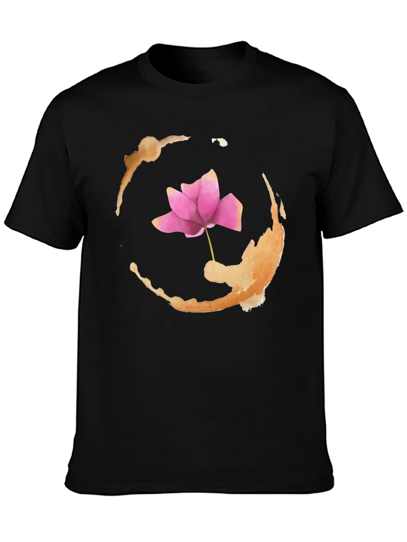 Lotus Flower Graphic Print Black T-Shirt
