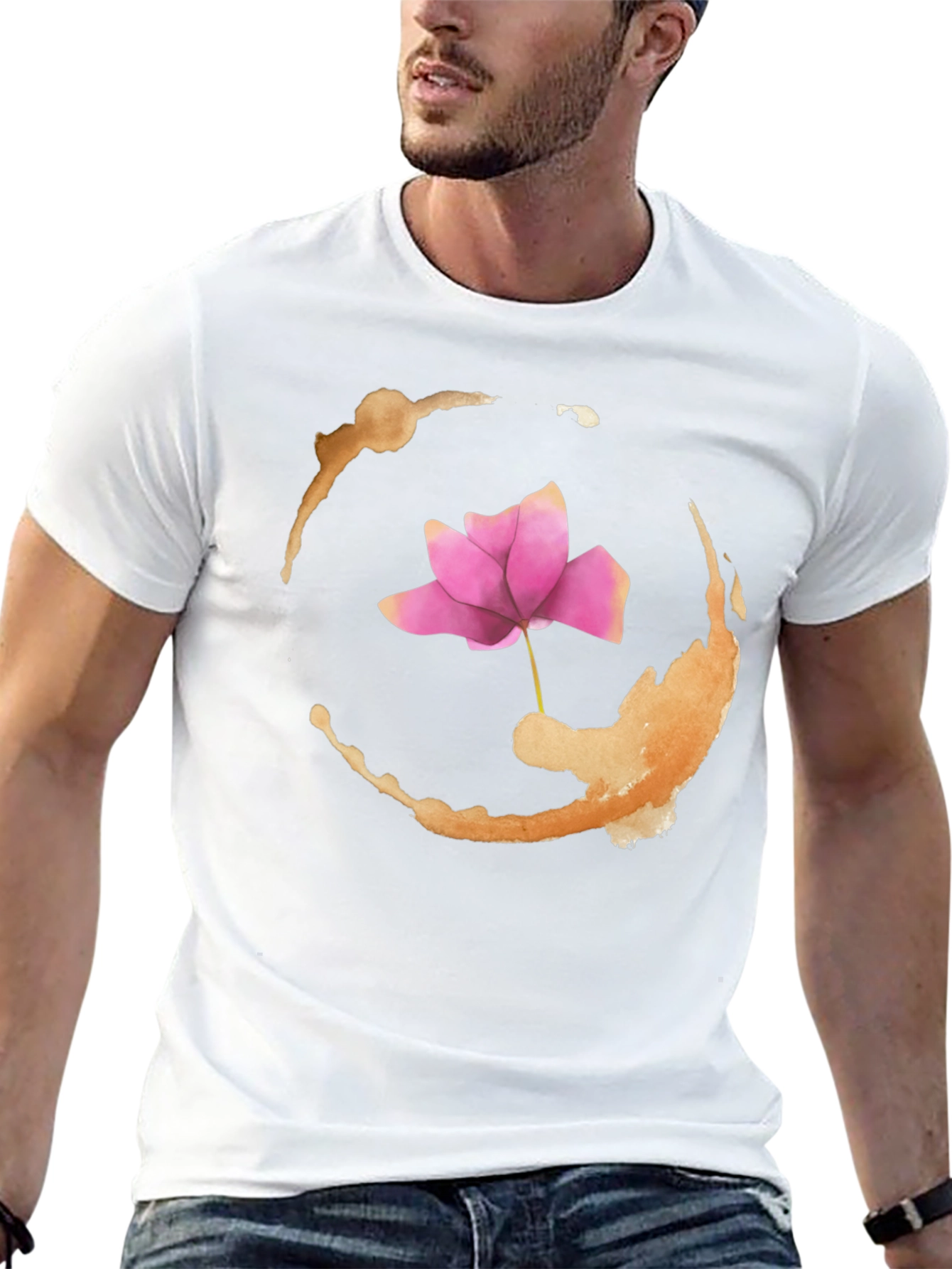 Lotus Flower Graphic Print Black T-Shirt