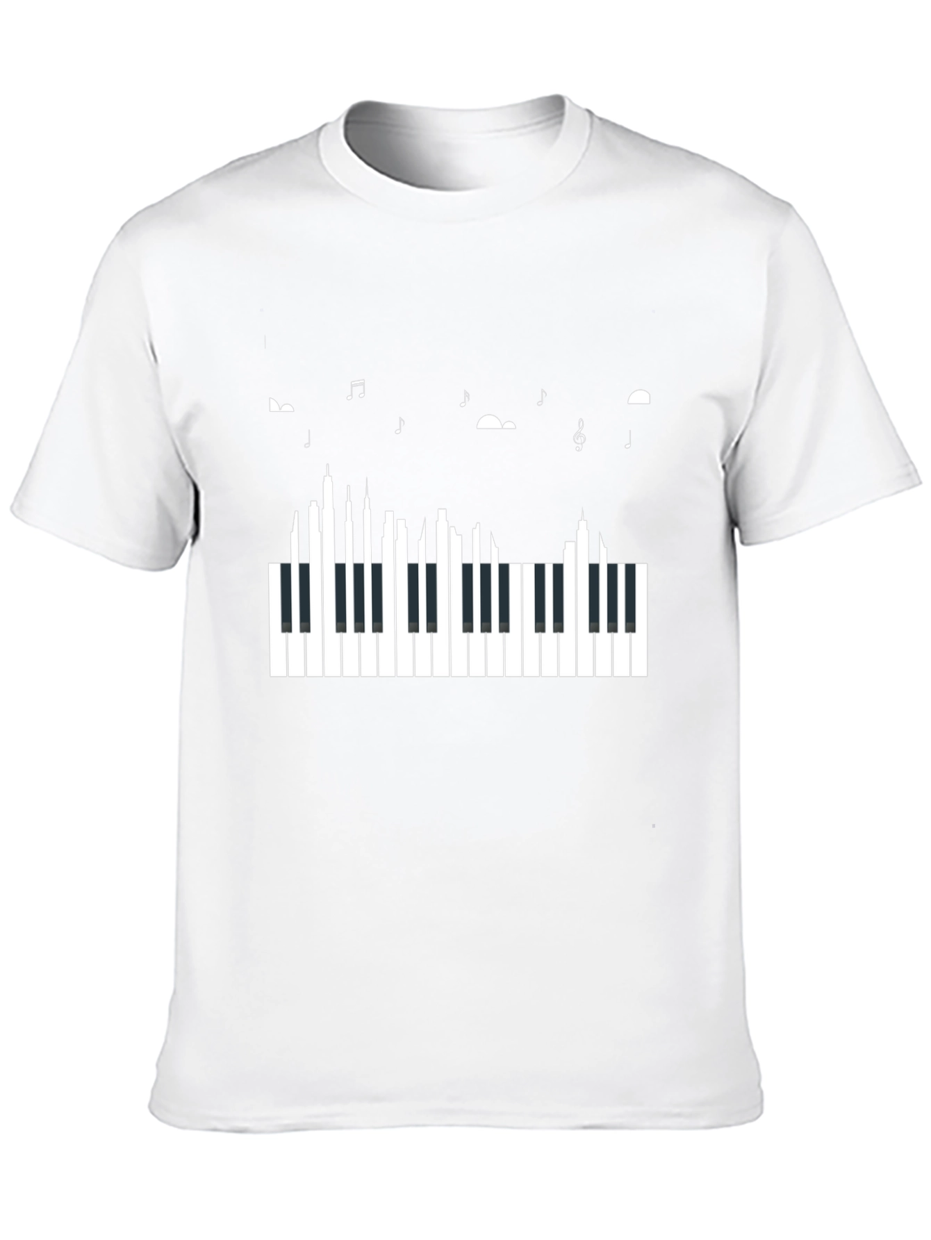 Piano Keys & Music Notes Black Graphic Tee