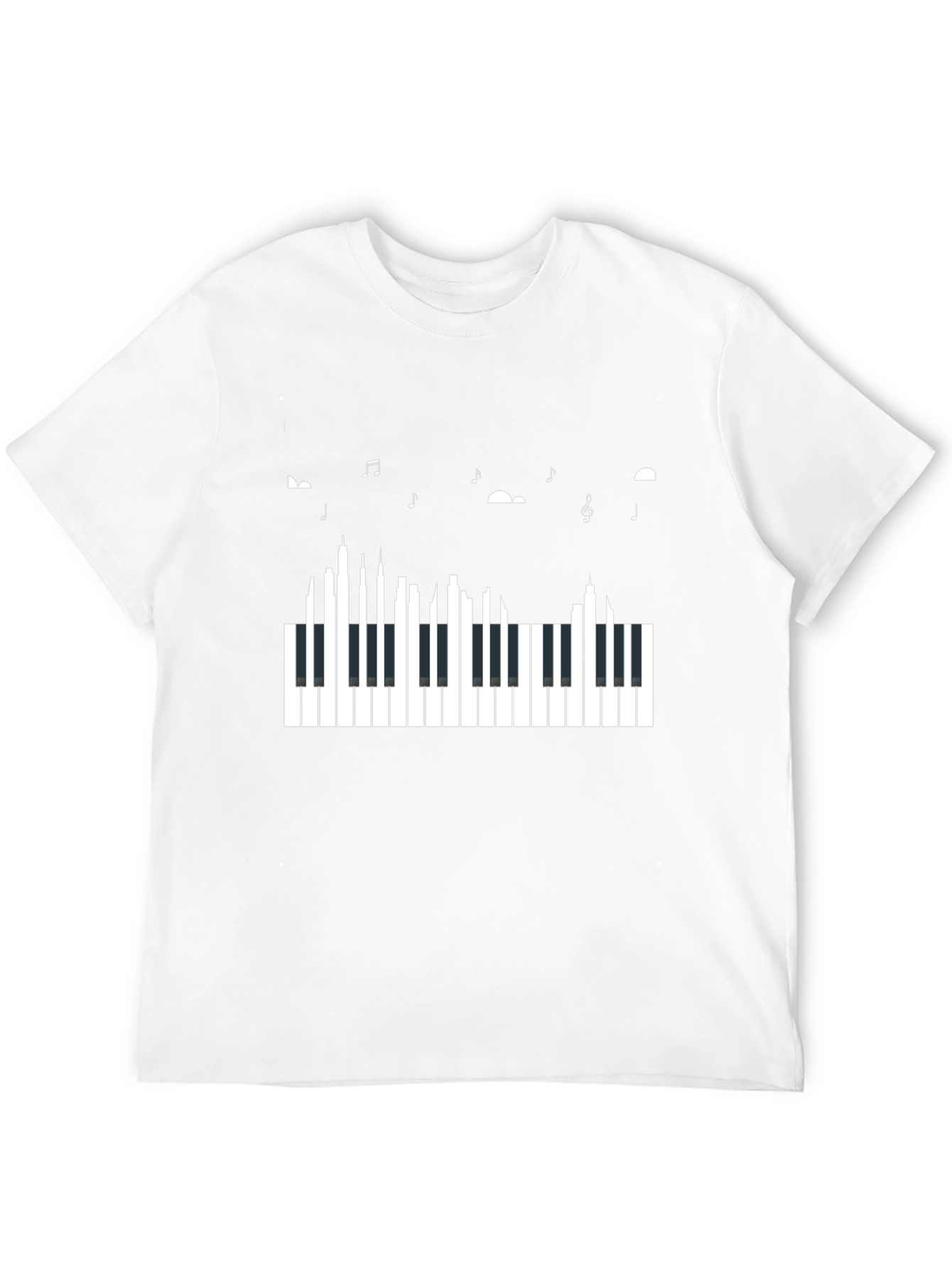 Piano Keys & Music Notes Black Graphic Tee